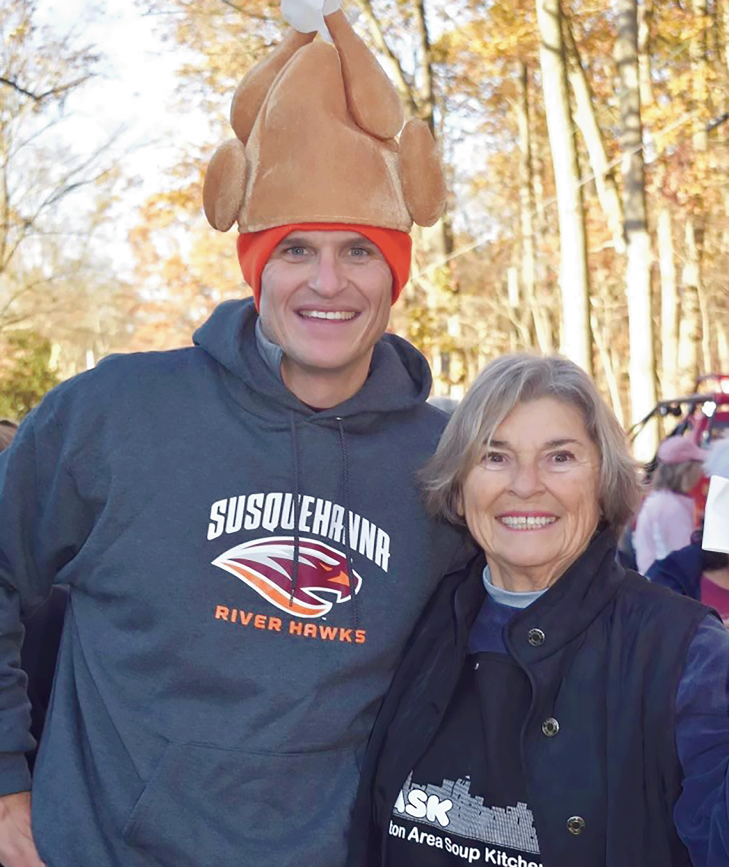 Jan Curran with son Matt at a Turkey Trot Event